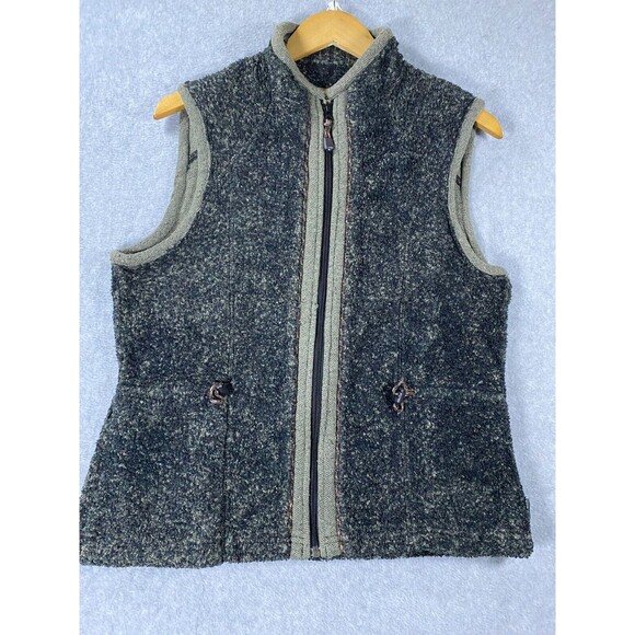 Woolrich Vest Women's Medium Gray Onyx Heather Acrylic Sherpa Mock Neck Full Zip - Picture 1 of 12